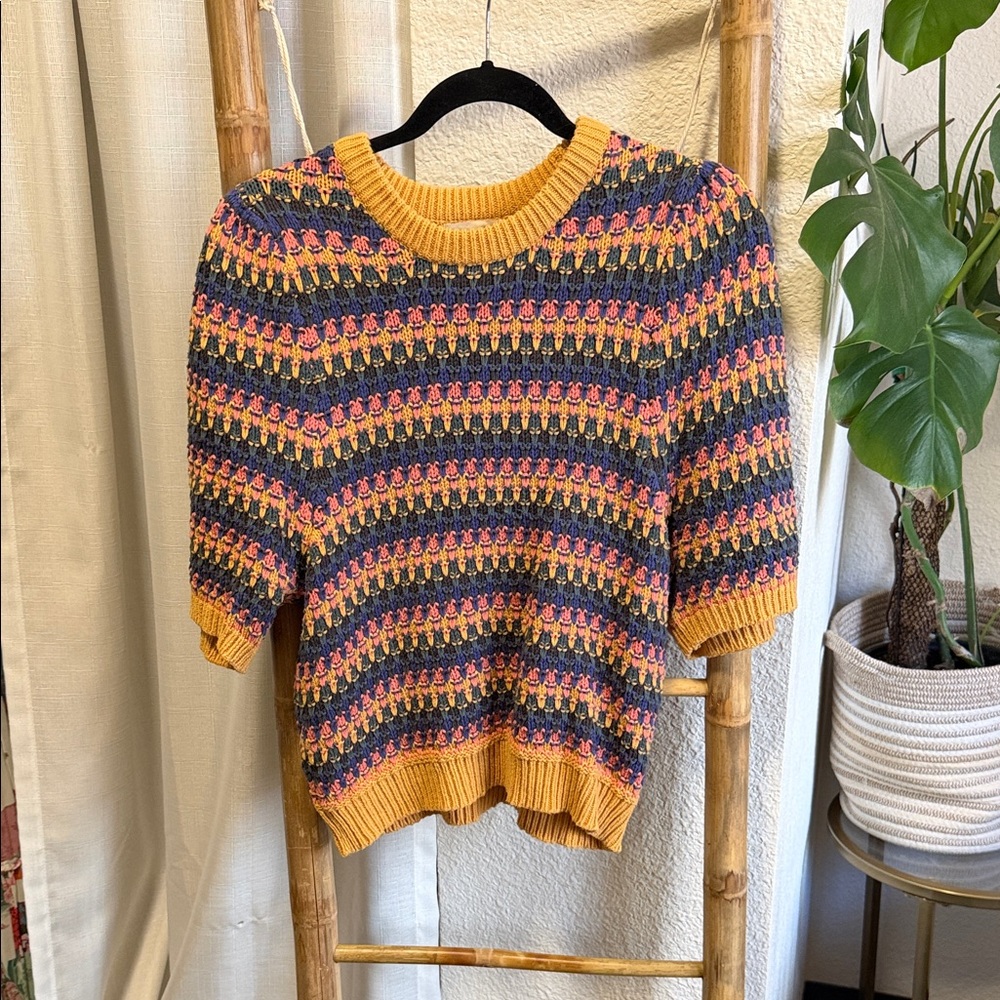 Universal Thread Multicolor Striped Short Sleeve … - image 1